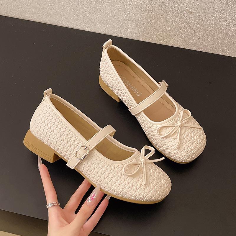 

Huge comfortable~ Mary Jane shoes breathable bow single shoes women s shallow mouth flat beanie shoes 40