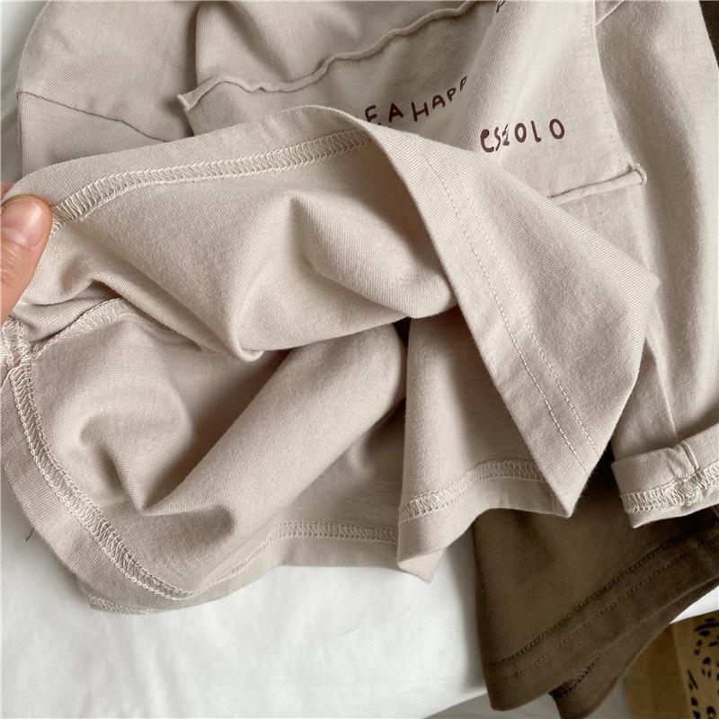 GL-Kids Korean Style Autumn Shirt: Children's Applique Letter Print Long Sleeve Tee for Boys and Girls