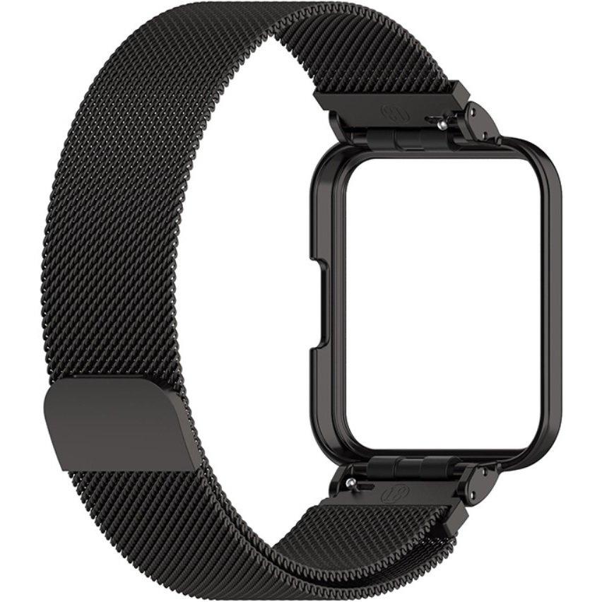 Milanese Bracelet Strap with Case for Xiaomi Redmi Watch 2 Lite, Black