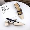 Fashion Fashion Cover Toe Leather Sandals for Women 2025 New Women Thick High Heels Elegant Pump Dress Party Shoes Sandals Zapatos Mujer