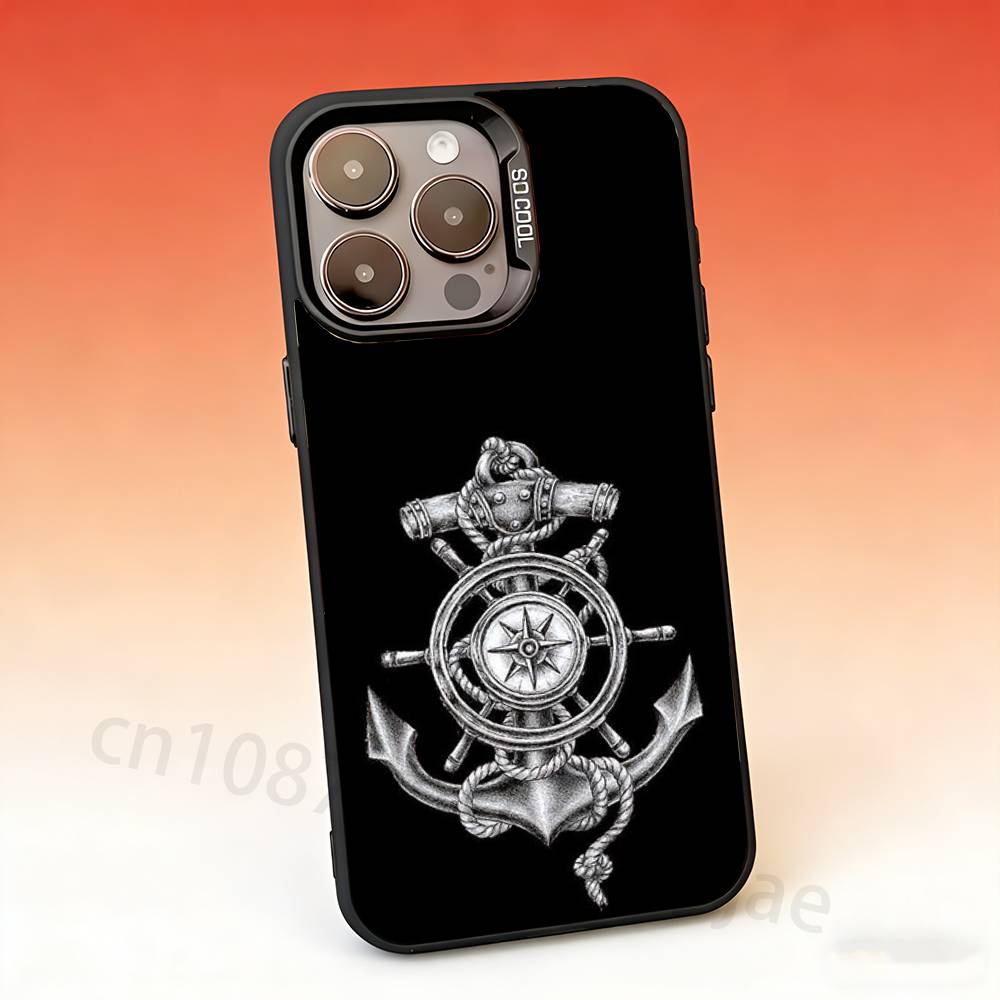 

Anchor Boat Ship Wheel Phone Case For iPhone 17,16,15,14,13,12,11,Pro,Max,Plus,Mini Candy Matte Shockproof Cover iPhone14