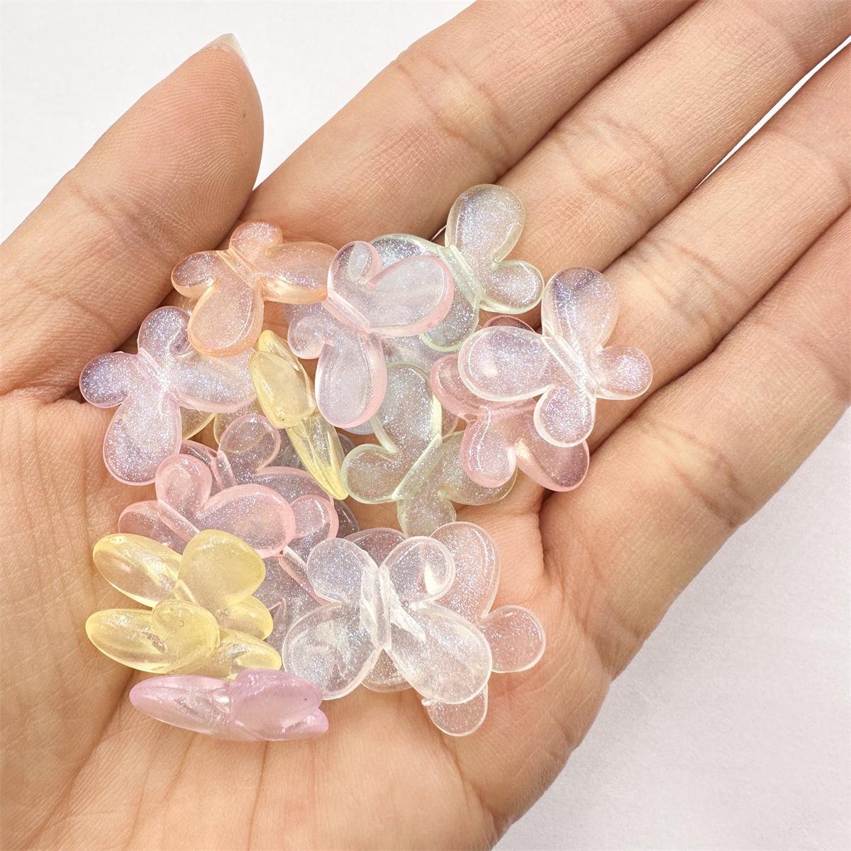 

100 шт. сверкающие акриловые модные прозрачные бусины в форме бабочки DIY ювелирные аксессуары изготовление ожерелья материалы серьги разноцветный