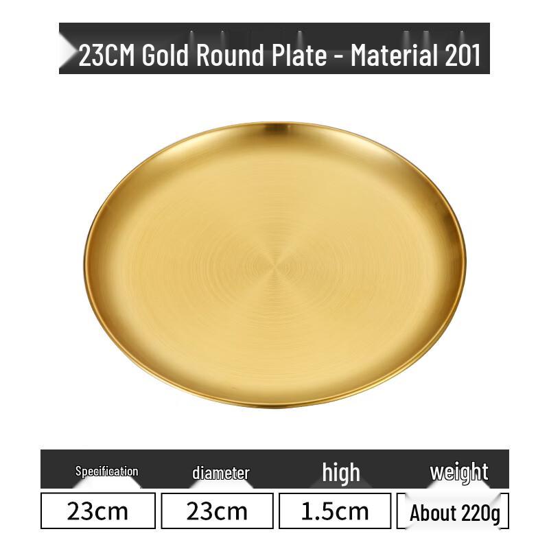 Lainuo 23CM Gold Brushed Stainless Steel Round Plates (10-Pack)