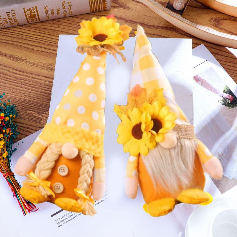 Herbst Sonnenblumen Paar Rentier Puppen Minimalistische Dekorative Plüschfiguren Für Raumdekoration