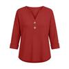 Women's Fashion Color V-Neck Knit Three-Quarter Sleeve Loose Fit Blouse