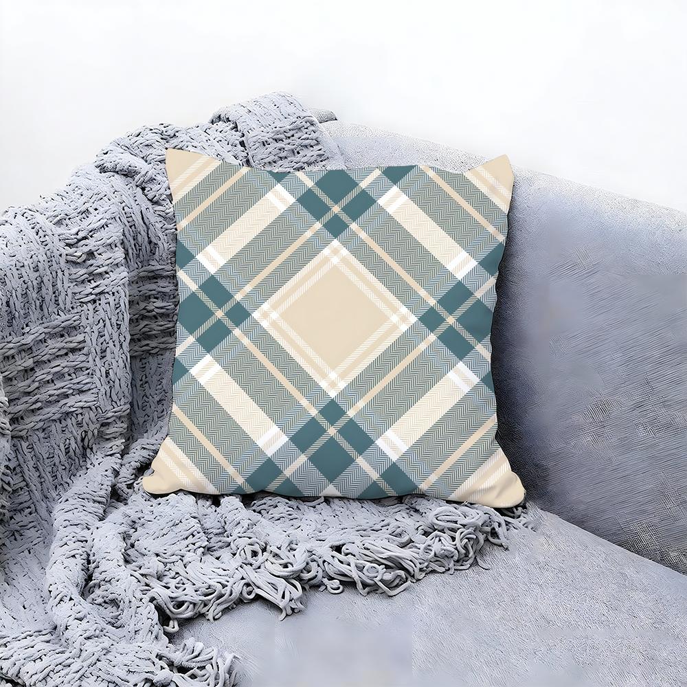 Classic Plaid Pattern Cushion Cover Premium Comfort Reversible Pillow Cove Two In One Design for Any Room Car Interior