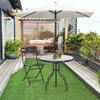 80 cm Schwarzer Runder Garten-Esstisch, Outdoor Kaffee Bistro Beistelltisch mit gehärteter Glasplatte und Stahlrahmen für Terrasse, Veranda
