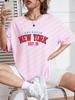 New York One Dayin Est91 Letter Prints TShirt Women Cotton Summer Short Sleeve Soft Loose ONeck Tops Casual Womans Clothes