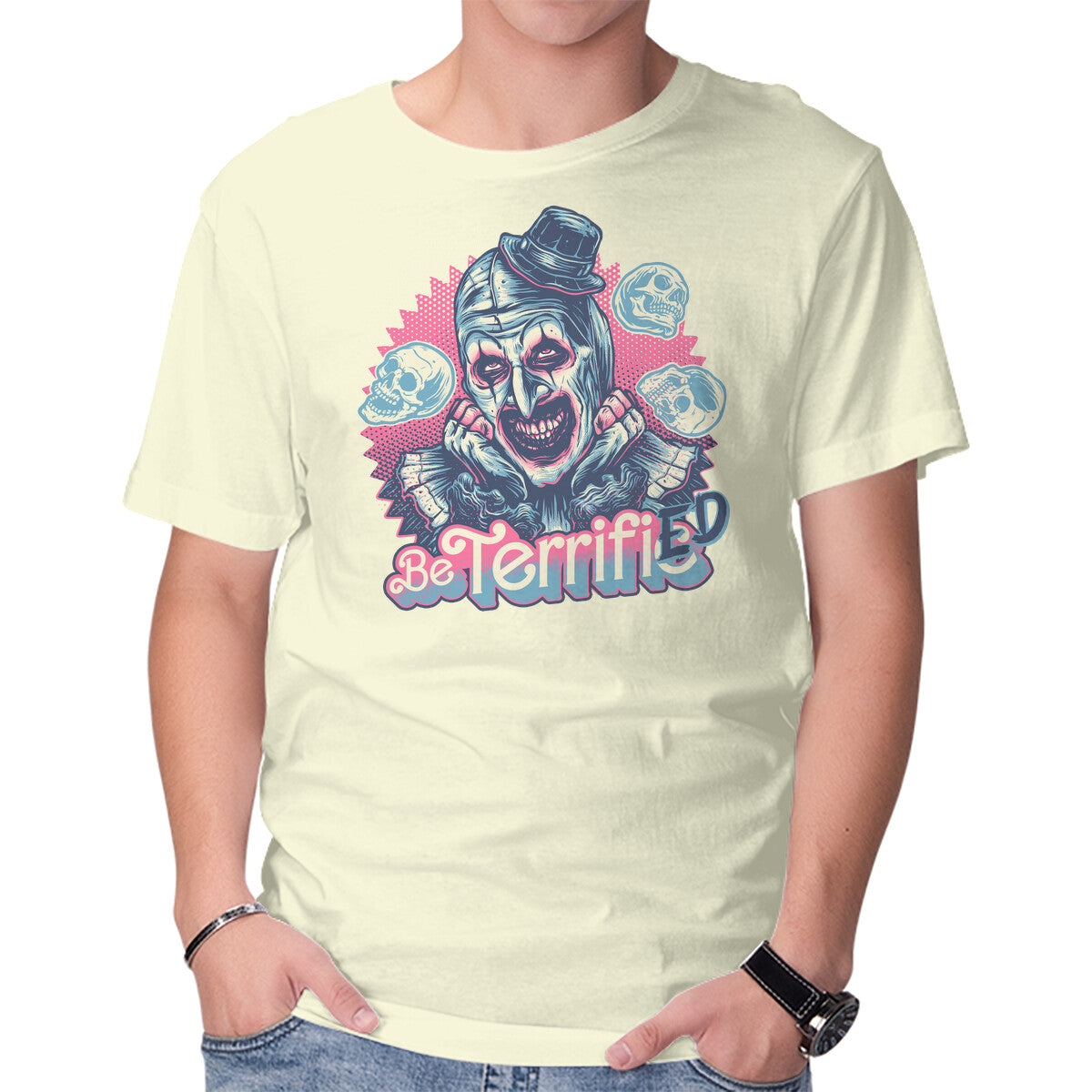 Unisex Crew Neck T-Shirt Be Terrified Graphic Short Sleeve Casual Tee XXXL