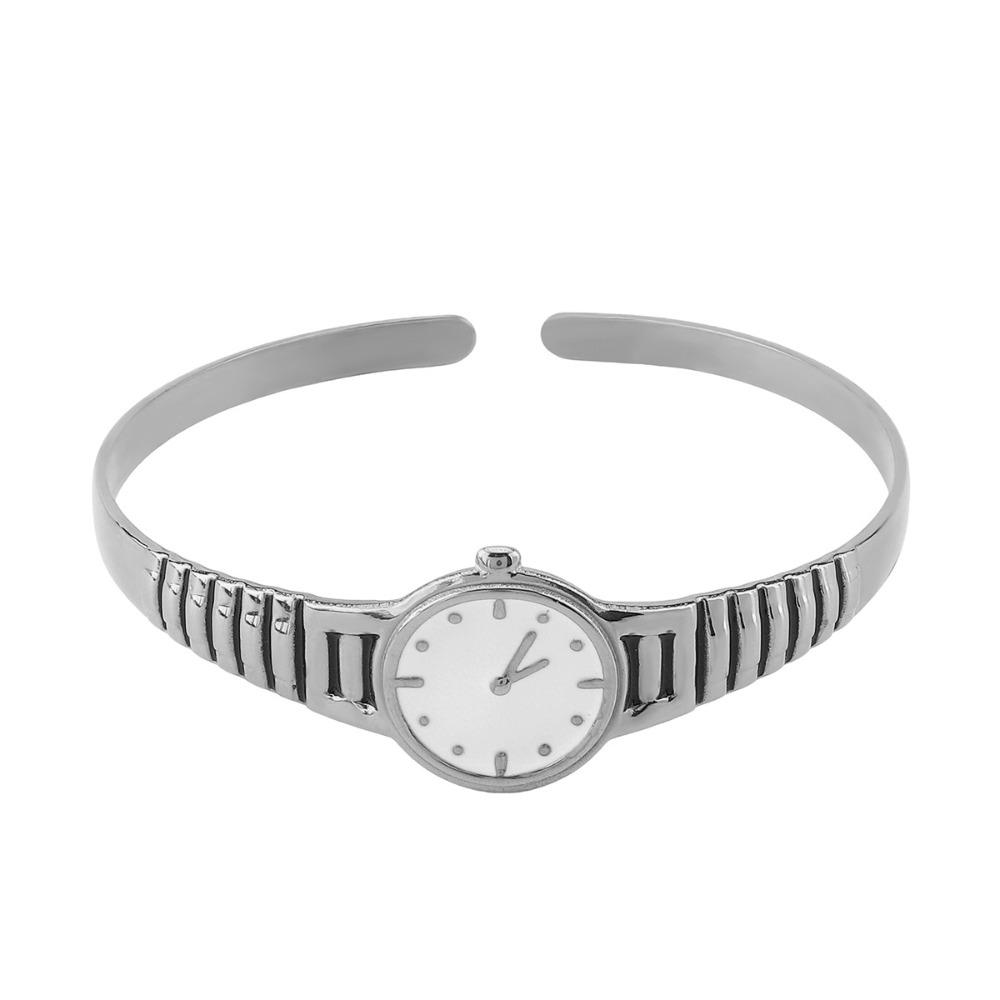Vintage Watch Design Bangle Creative Titanium Steel Hand Chain Exquisite Open Bracelet Gift