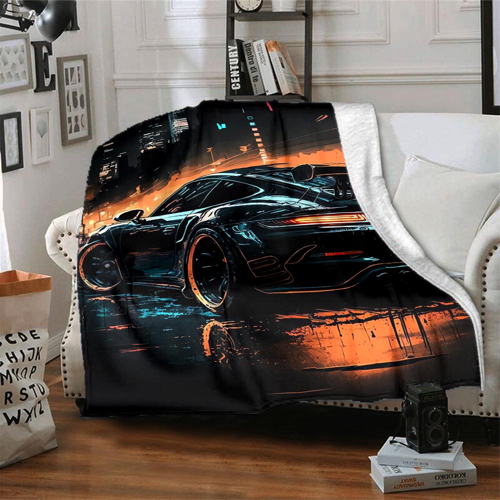 1Pc Night City Blanket Soft And Comfortable Casual Warm Camping Travel Christmas Halloween Xmas Gift M928341