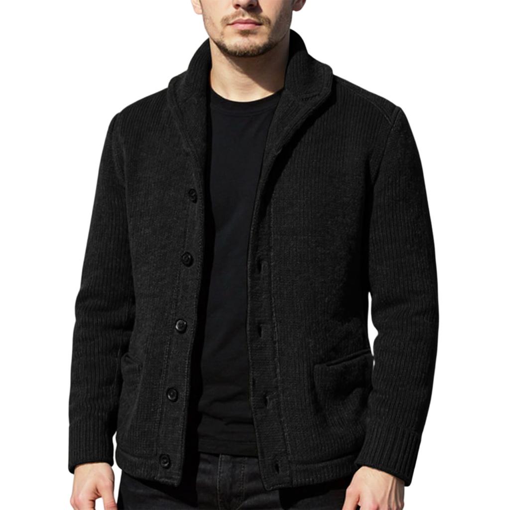 Herre Cardigan Casual Sjal Langermet Ensfarget Knappelukking Jakke