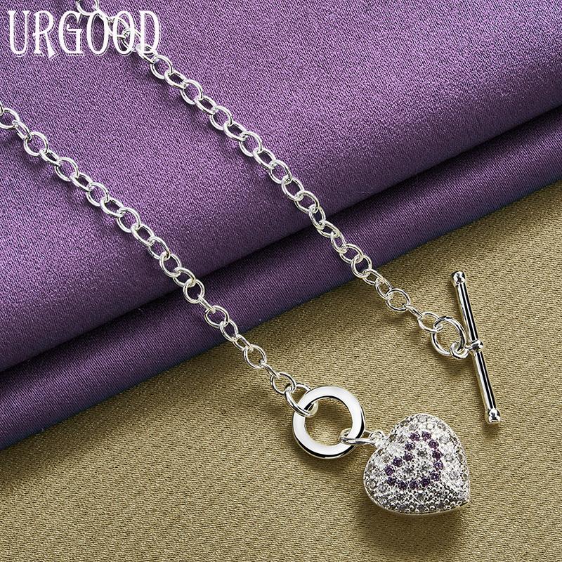 925 Sterling Silver Heart Shaped AAA Zircon Pendant Necklace for Women's Wedding Party Fashion Jewelry