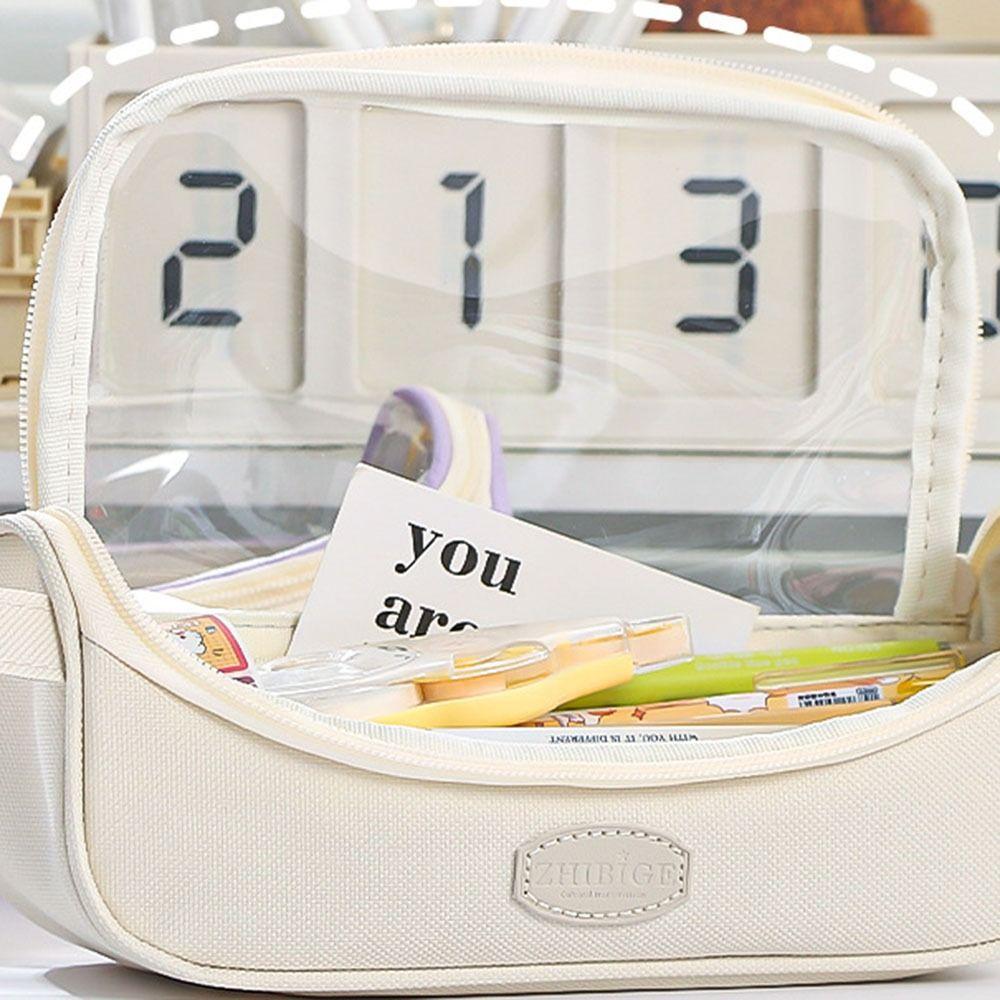 Storage Box Transparent Pencil Case PVC Simple Pen Case Creative Zipper Pencil Box  Student