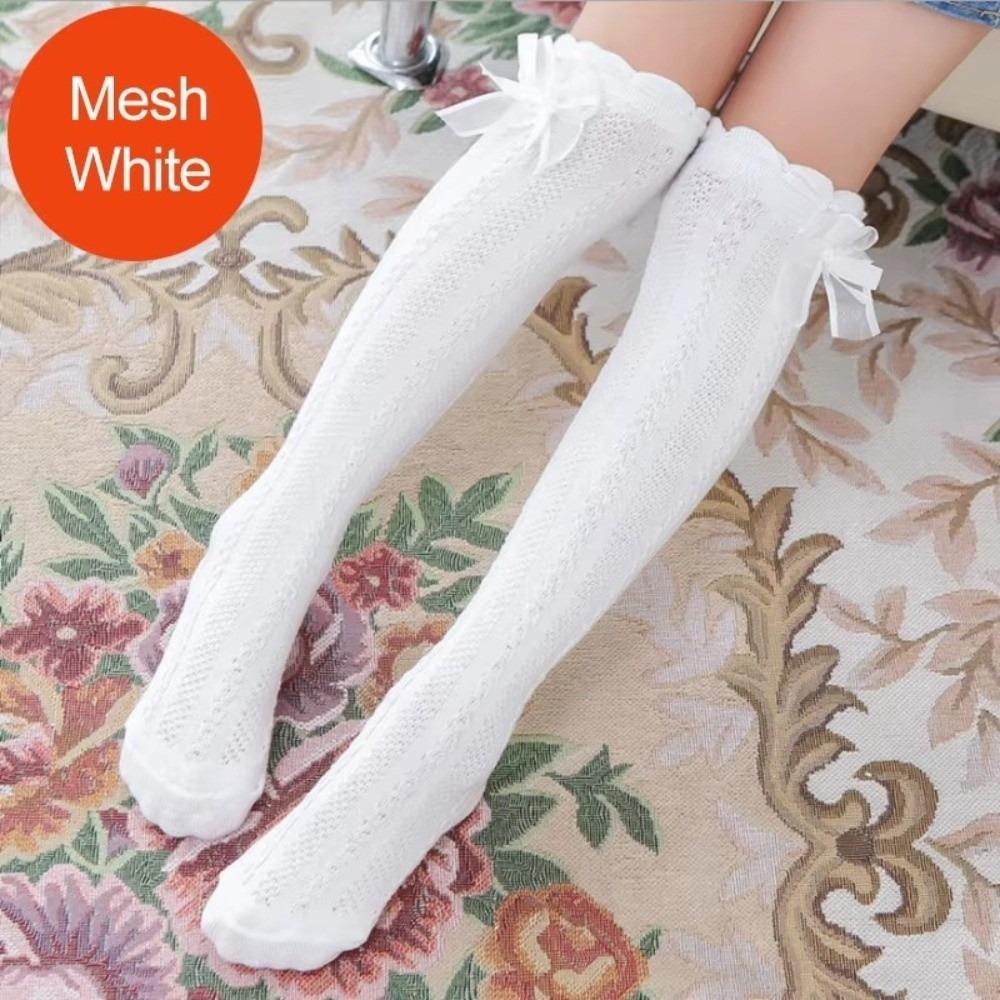 Soft Children Bowknot Mesh Socks Mid-tube Socks Cotton Socks New Mesh Girls Sock