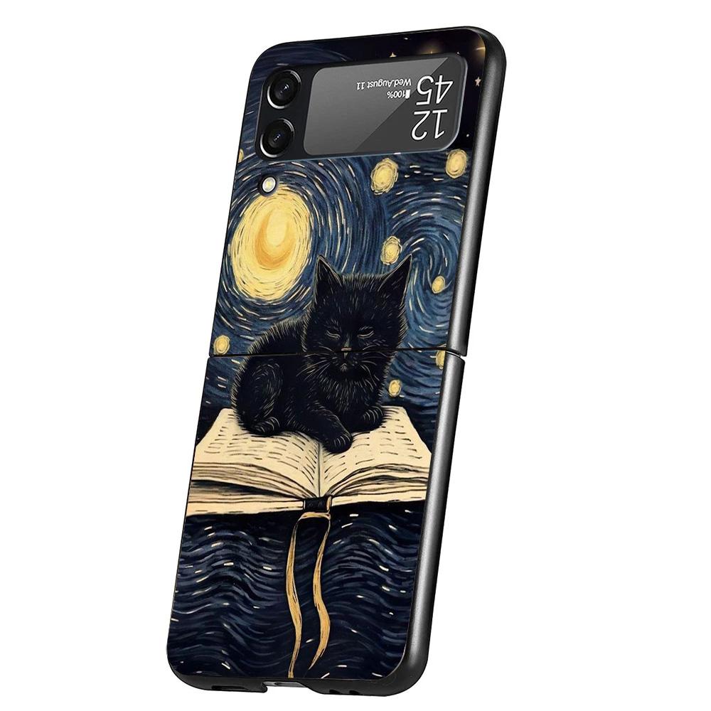 

Witch And Cat Colorful Cute Cover Phone Case For Samsung Galaxy Z Flip 7 6 5 4 3 5G Flip7 Flip6 Flip5 Flip4 Flip3 Black Fundas S Samsung Z Flip 7