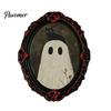 Indoor Halloween Theme Decorations Wooden Refrigerator Magnets, Vintage Gothic Oval Frame Fridge Magnets with Witch Retro Picture Decor Ghost
