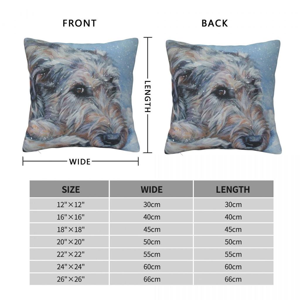 Irischer Wolfshund Kunst Kissenbezug Polyester Leinen Samt Bedruckt Reißverschluss Dekoration Wurfkissenbezug Heimkissenbezug