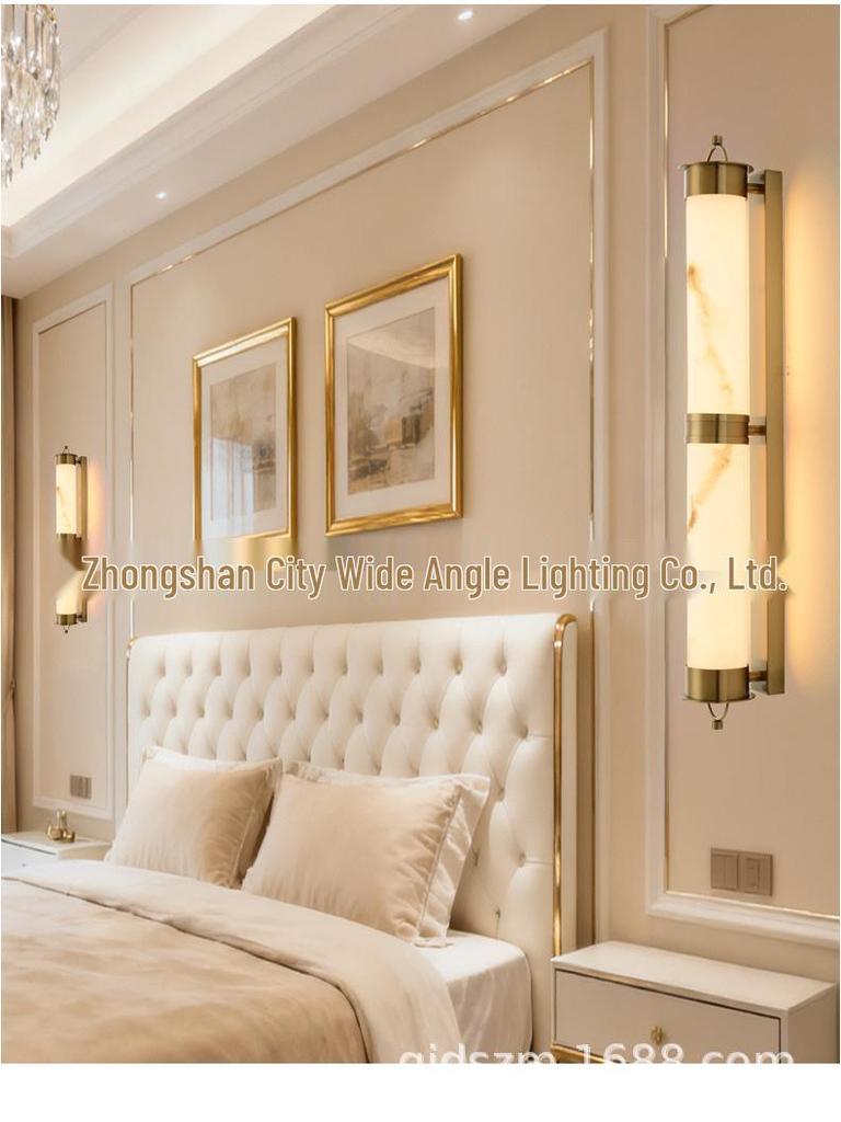 2025 Modern Chinese LED Strip Wall Lamp for Living Room, Faux Marble Design, Suitable for Villa, Hotel Corridor, or Staircase Lighting