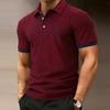 Men's Casual Polo Shirt for Vacations-3button collar, stylish color-blocked cuffs, lightweight and soft—trendy outdoor wear