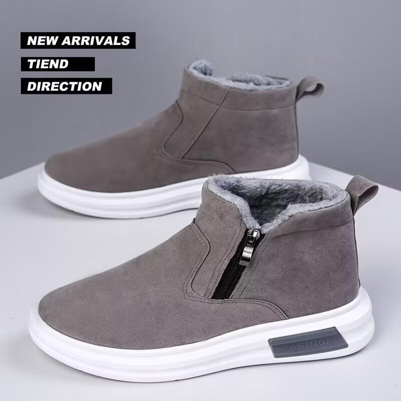 Mens Snow Boots With Fur Warm Winter Boots Man Fluff Comfortable Suede Ankle Boots for Men botas casual hombre