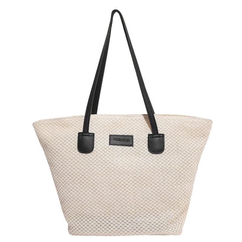 Straw bag women's large capacity 2025 new fashion summer woven shoulder bag texture casual commuter tote bag