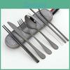 Cutlery Travel Set Portable Dinnerware Camping Dinner Sets Stainless Steel Tableware Rainbow With Straw Kit Brush Chopstick Bag