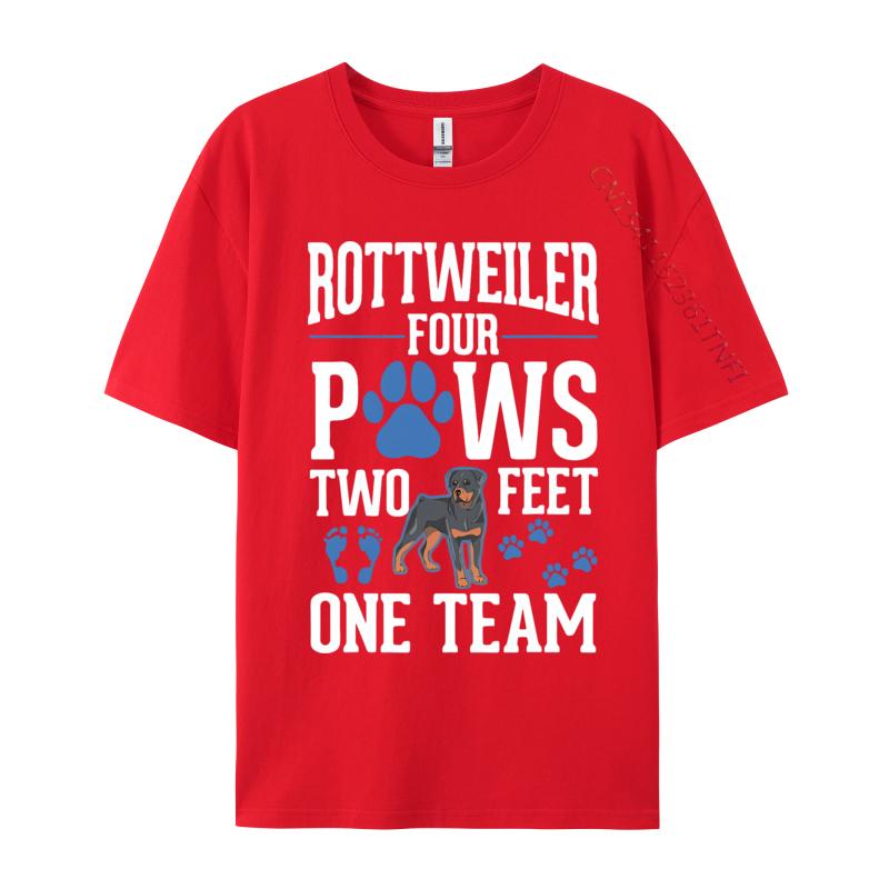 Rottweiler Four Paws Two Feet One Team Tshirts Printed Men Tshirt Oversized Tops Tees Graphic T Shirts Men Cotton S