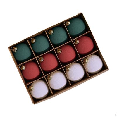 12Pcs Christmas Ball Ornaments Tree Hanging Decorations Decorative Flocking Texture Craft
