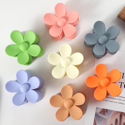 Large Size Fashion Flower Sculpt Hair Claws Colourful Ponytail Hair Accessories Matte Claw Clips For Women Or Girls
