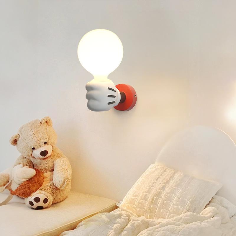 Mickey Hand Wall Lamp: Fun LED Bedside Decor for Children's Rooms