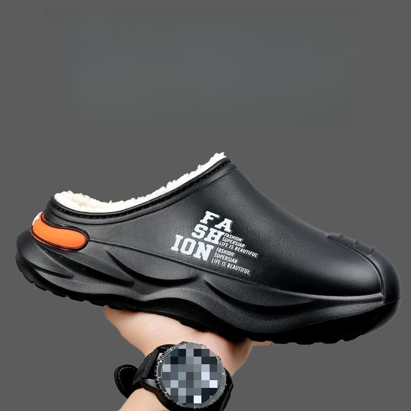 Men's Shoes Winter Warm Shoes Plush Lining Indoor Cotton Slippers Concise Platform Outdoor Kitchen Shoes House Waterproof Slippers
