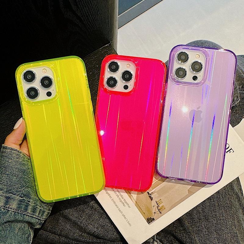 

Глянцевый прозрачный чехол для iPhone 14 13 12 Pro Max 11 Флуоресцентный противоударный чехол IMD