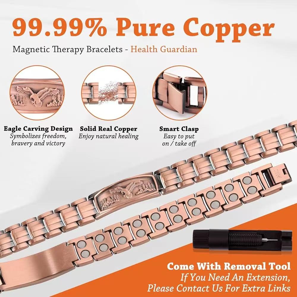 Bracciale Aquila in Rame Puro 99,9% Bracciale Magnetico Ultra-Resistente Per uomo Regolabile Regalo Perfetto Per Padre Marito Aquila