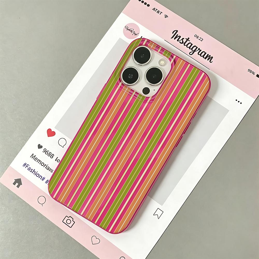 Phone Case For Iphone 17 Air 15 Plus 11 Pro Max 14 13 16 12 Black Anti Yellow Clear Scratch Resistant Green Brown Stripe Cover