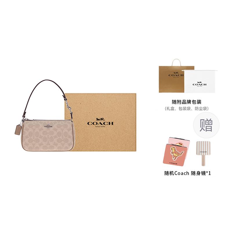 COACH Nolita PVC Leather Pochette Handbag Small Women's Apricot CW426-SVPWH