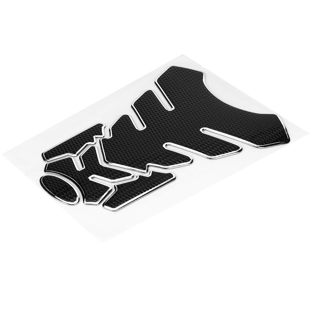 3D Motorcycle Gas Oil Fuel Tank Sticker Pad Protector Decoration Fit for Yamaha(BlackSilver )
