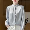 Design con colletto in pizzo a maniche lunghe in stile francese per primavera e autunno, top ampio di nicchia, camicia in stile artistico per donna
