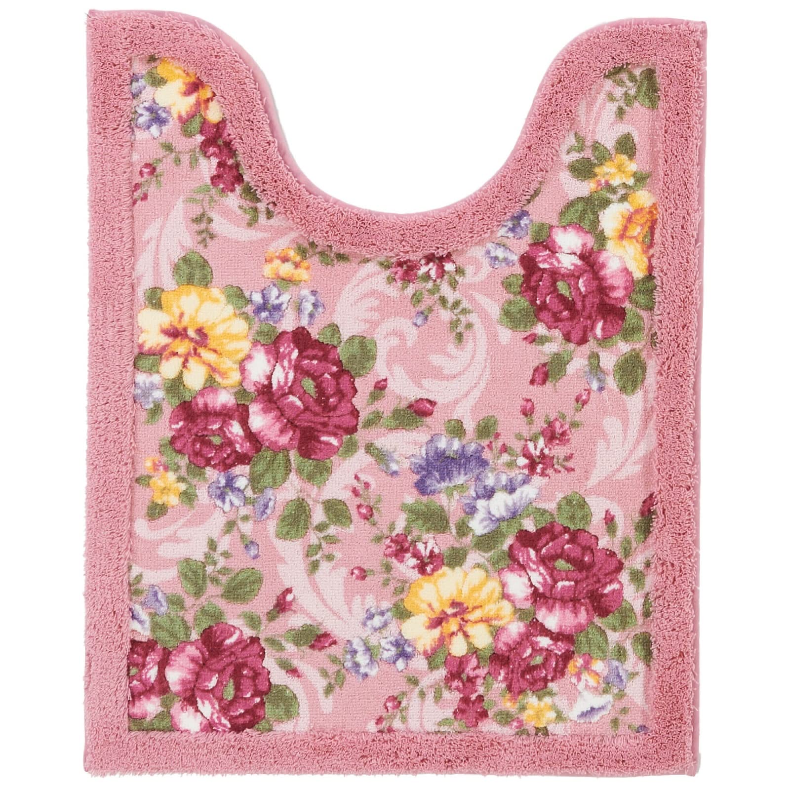 Senko Queen Rose Long Toilet Mat, Approx. 75 x 60 cm, Pink, Antibacterial and Odor Resistant, Made in Japan, 35513