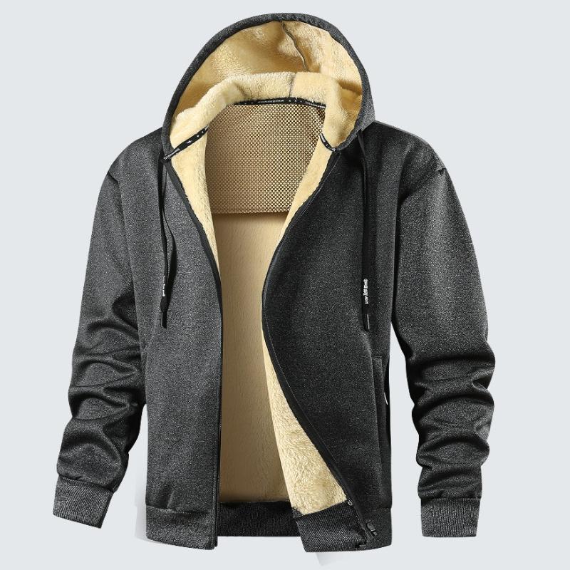 Winter Casual Sports Fleece Coats Men Lambswool Zipper Hoodies Men's Thicken Warm Jackets Long Sleeve Zip Up Hooded Sweatshirts