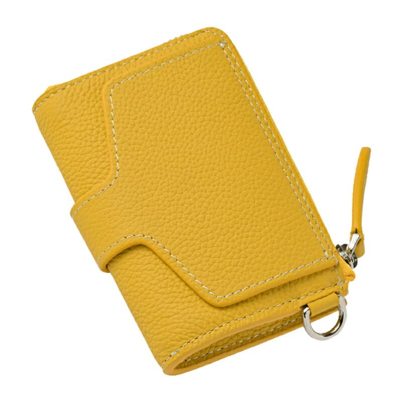 DEMIU ROND Geldbörse, Kartenetui, Münzbörse, Kartenaufbewahrung, Münzfach, D-Ring, Safran