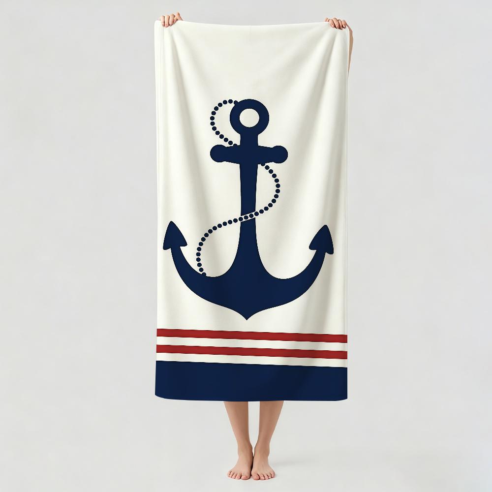 Fashion print Blue Anchor Towel Drying Bath Towel Applicable To Light Swimming Camping Yoga Beach Out