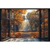 Autumn Forest Window Photography Backdrop Fall Maple Leaves Pumpkin Harvest Thanksgiving Kids Portrait Photo Background Decor