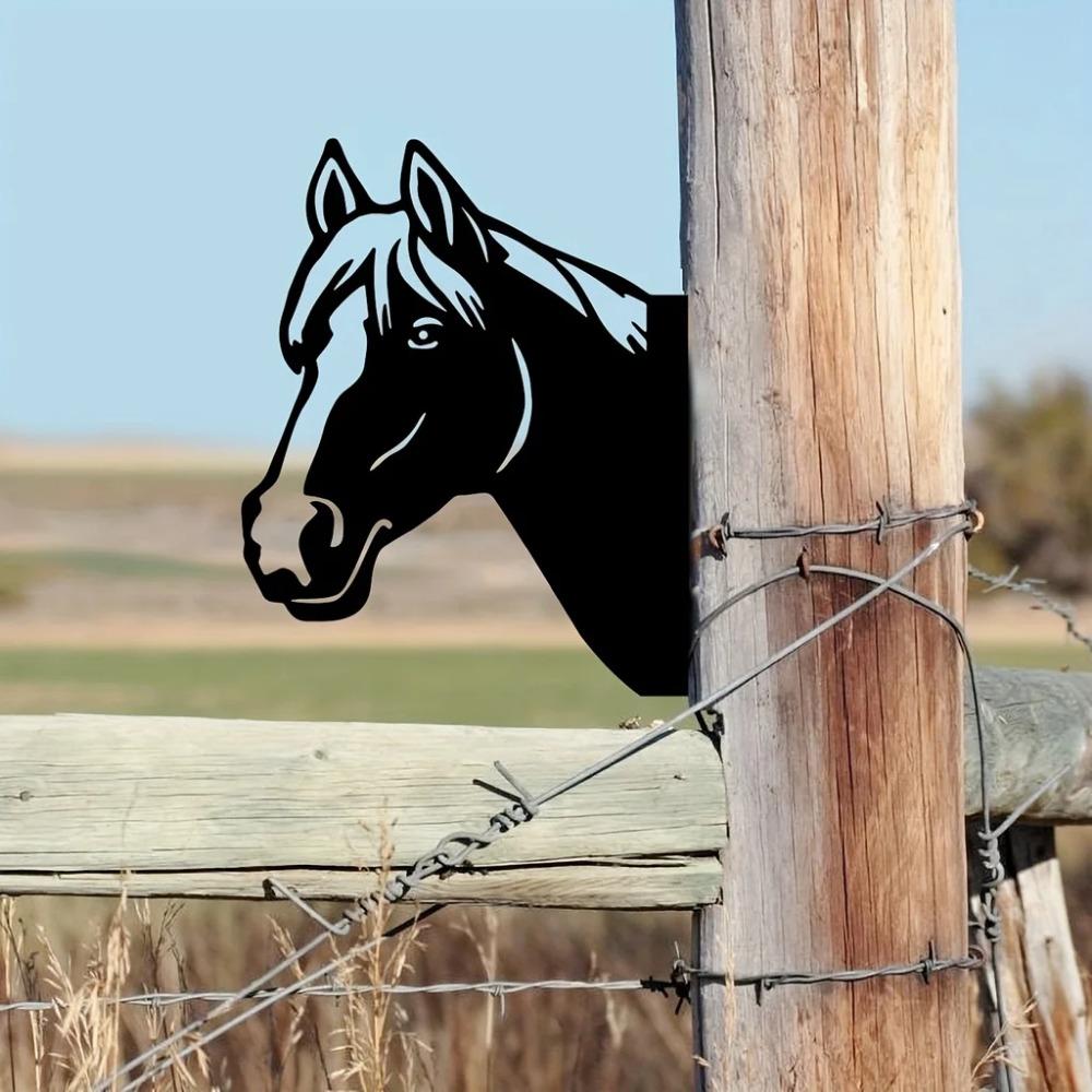 Kuta Sylwetka Żelazna Kształt Głowy Dobrze Ułożonego Konia Ozdoba Palik Ogrodowy - Idealna do Dekoracji Domu Pokoju Ściany
