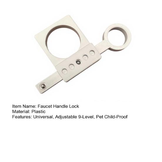 Univerzální zámek na rukojeť vodovodního kohoutku Nastavitelná 9úrovňová délka Bezpečnostní pojistka kohoutku proti domácím mazlíčkům a dětem Omezovač rukojeti kohoutku do kuchyně a koupelny