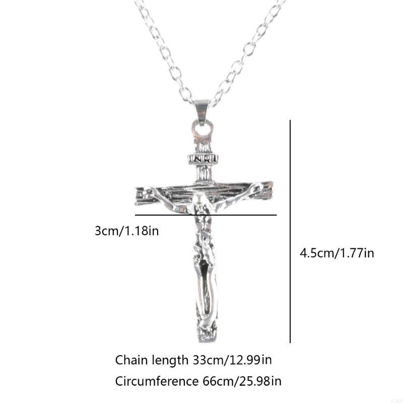 62KD Intricate Crosses Pendant Necklace Metal Chain Neckwear for Fashion Enthusiasts