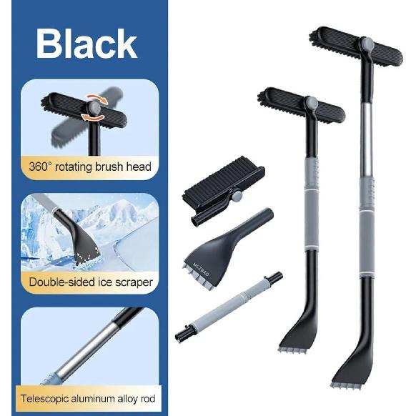 3 In 1 Snow Brush and Ice Scraper for Car Windshield Extendable Snow Removal 360° Pivoting Vehicle Winter Shovel Brush Snow Scraper with Long Handle