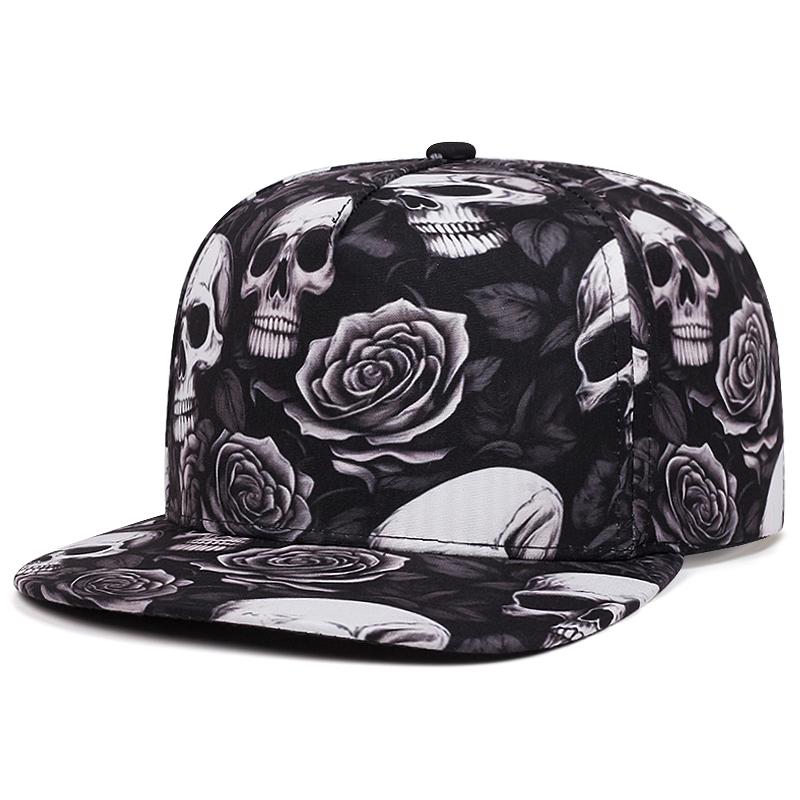 Printed New Skeleton Flat Edge Hat Street Dance Hiphop Hat Cycling Sunshade Skateboard Hat Baseball Hat Unisex