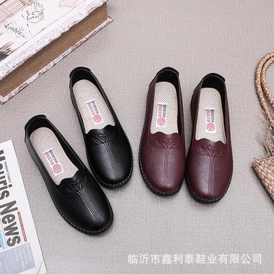 Middle-aged and Elderly Spring and Autumn Single Shoes Round Head Cloth Shoes Flat Heel Soft Sole Low-top Soft Sole Casual Women's Shoes