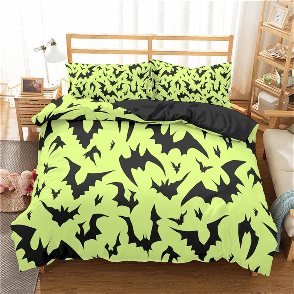 Halloween Duvet Cover Set Flying Vampire Bedding Set Bats Witchcraft Magic Polyester Comforter Cover King Size for Boys Girls